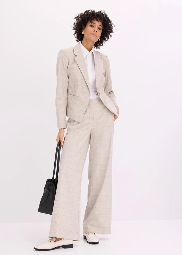 Blazer à carreaux écossais blanc nacré