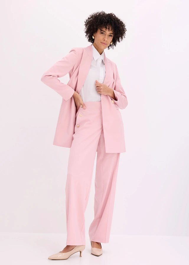 Lange blazer met decoratieve knopen, Kleur: asroze