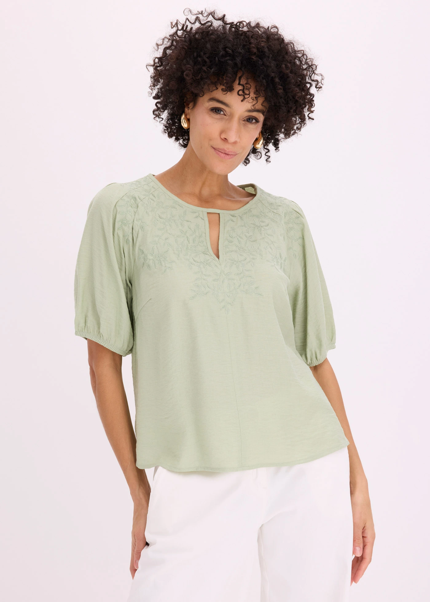 Tuniek met borduursel, licht transparant • lichtgroen • bonprix online shop