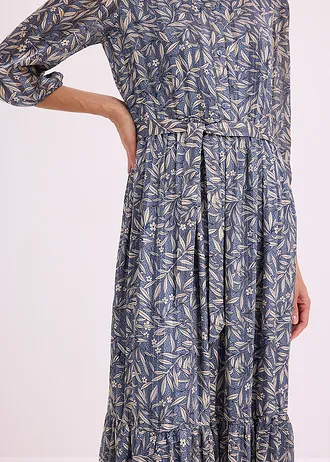 Rochie-cămașă din șifon • albastru fumuriu floral • magazin bonprix