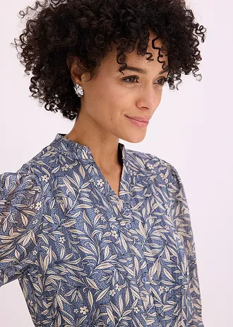 Overhemdjurk van chiffon • rookblauw gebloemd • bonprix online shop