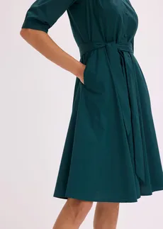 Rochie tip cămașă cu dantelă și cordon • verde profund • magazin bonprix