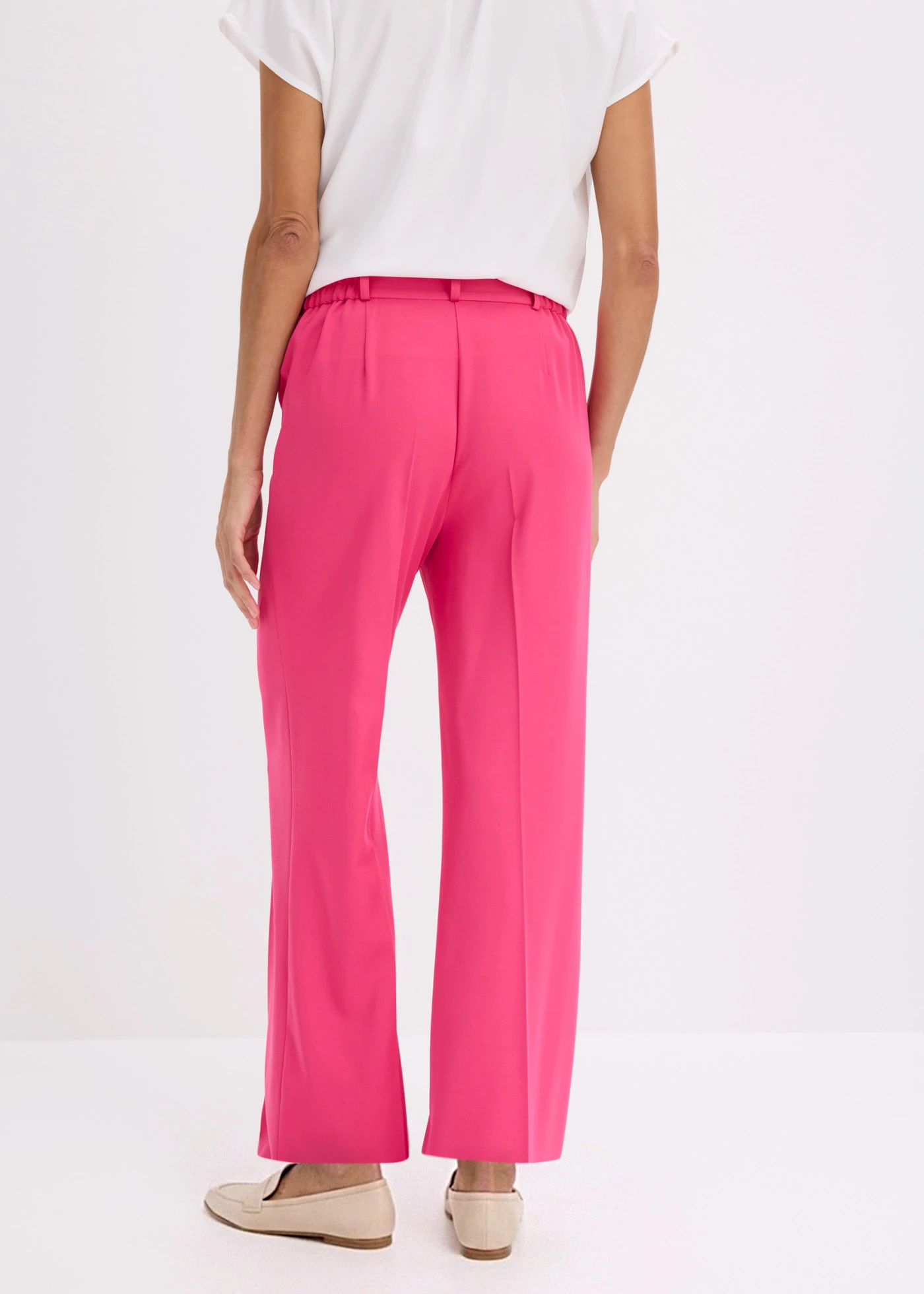 Pantalon large à pinces et taille élastiquée • fuchsia • Boutique bonprix