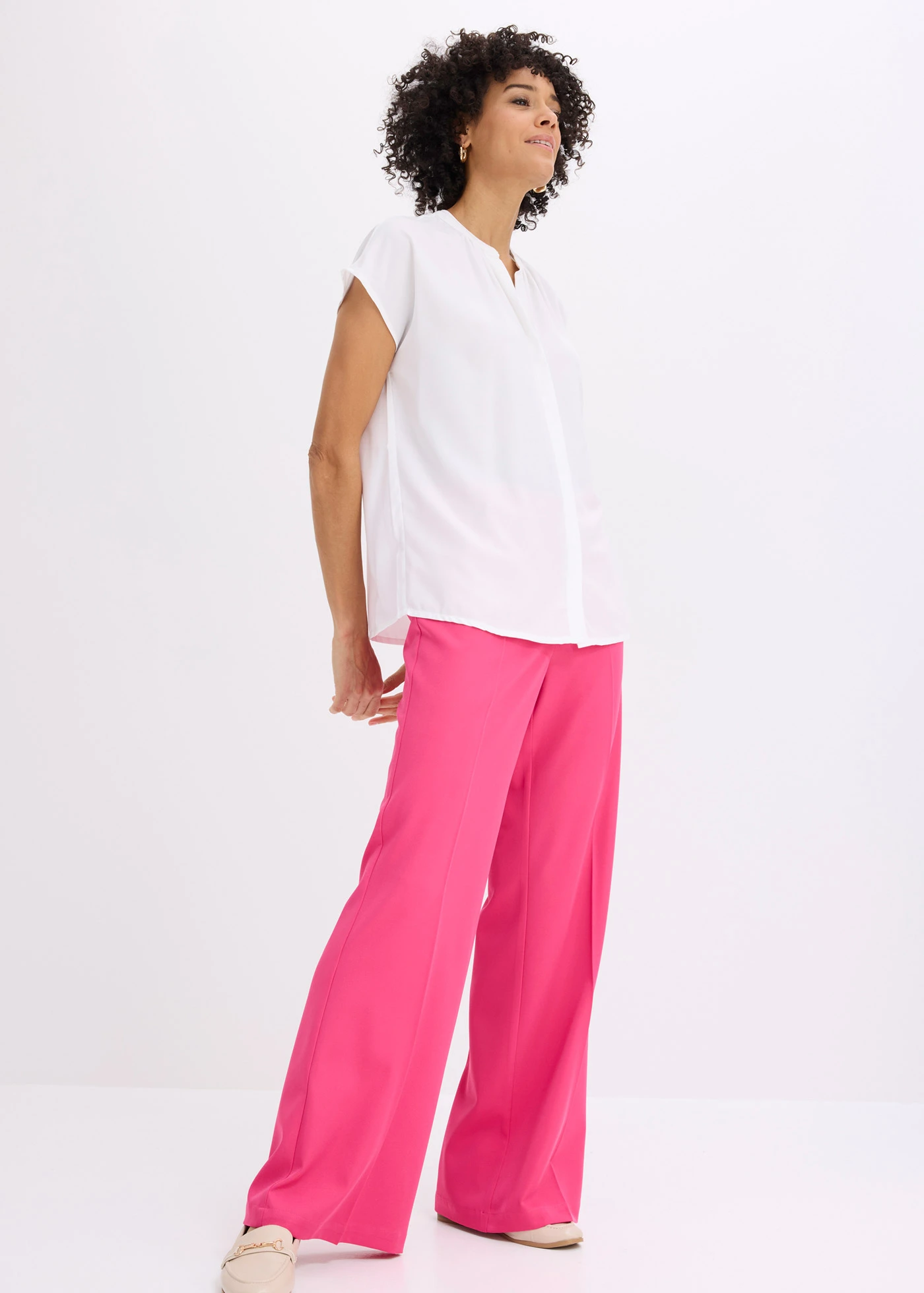 Pantaloni marlene cu talie comodă • roz pinklady • magazin bonprix