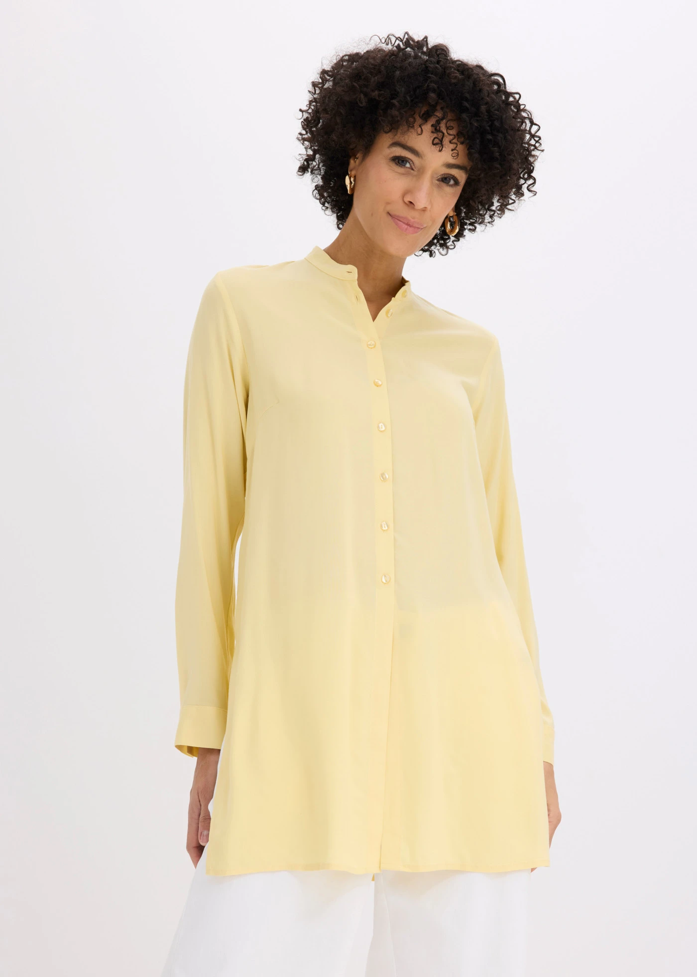 Lange blouse van viscose • lichtgeel • bonprix online shop