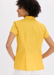 Popeline blouse met korte mouwen, Kleur: saffraangeel
