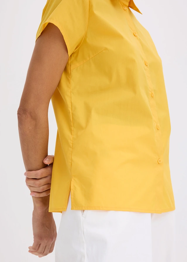 Chemisier manches courtes en popeline • jaune safran • product-page.page-title-suffix