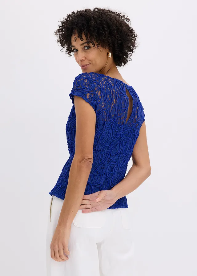 Kanten blouse • kobaltblauw • product-page.page-title-suffix
