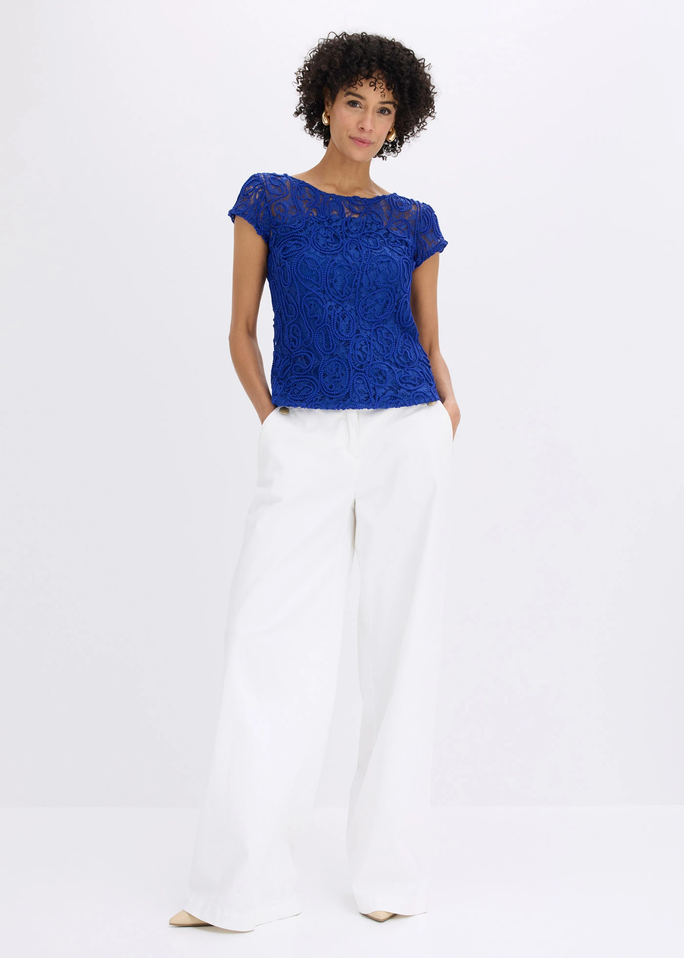 Kanten blouse • kobaltblauw • bonprix online shop