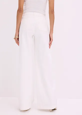 Wide leg broek met stretch • wit • bonprix online shop