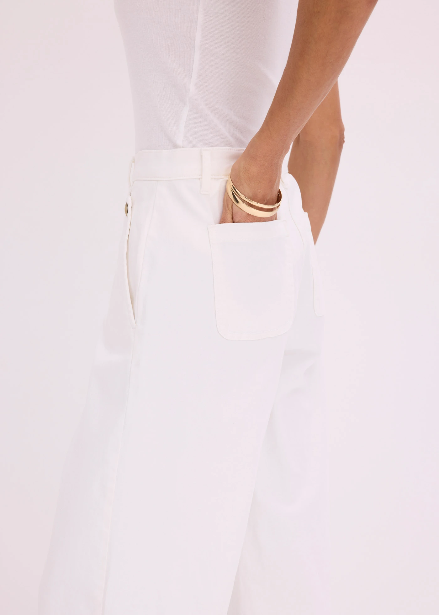 Pantaloni Wide Leg cu stretch • alb • magazin bonprix