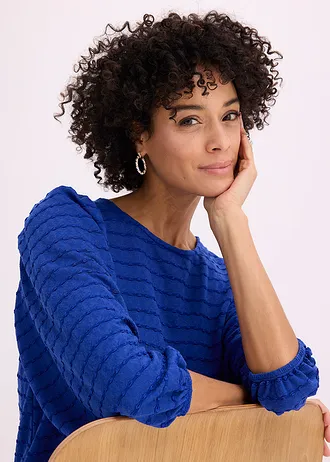 Tunique en jersey texturé • bleu cobalt • Boutique bonprix