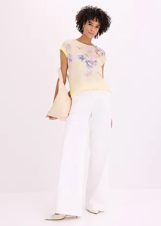 Blouse, Kleur: lichtgeel gebloemd