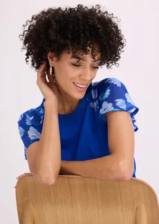 Shirt met chiffon mouwen • kobaltblauw/lichtblauw/middenblauw • bonprix online shop