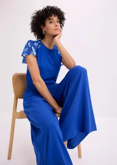 T-shirt avec manches en mousseline • bleu cobalt/bleu clair/bleu moyen • Boutique bonprix