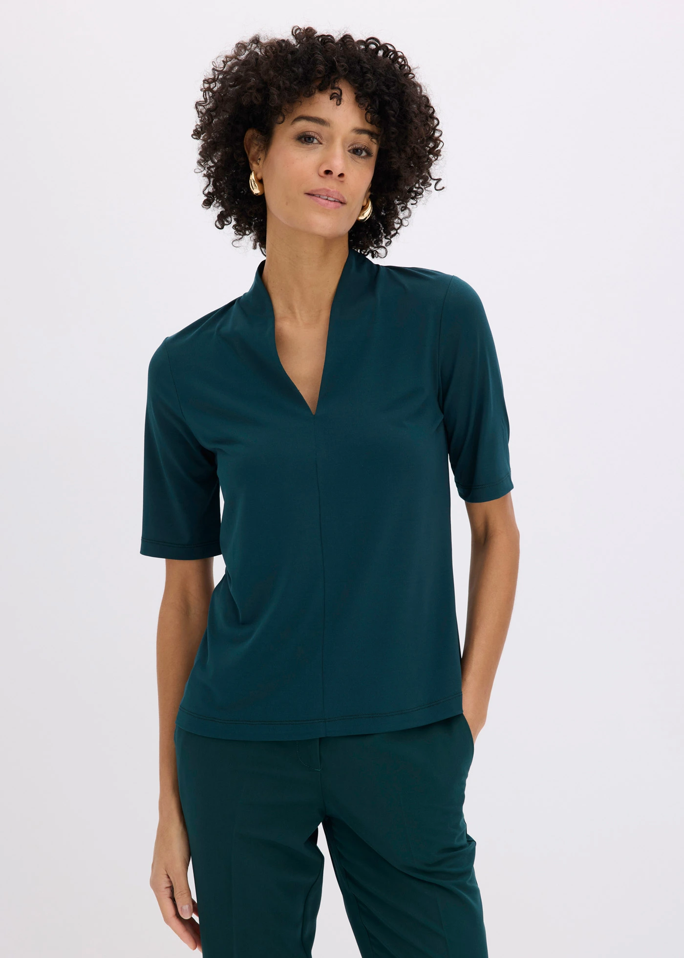 Shirt met een kelkkraag • diepgroen • bonprix online shop