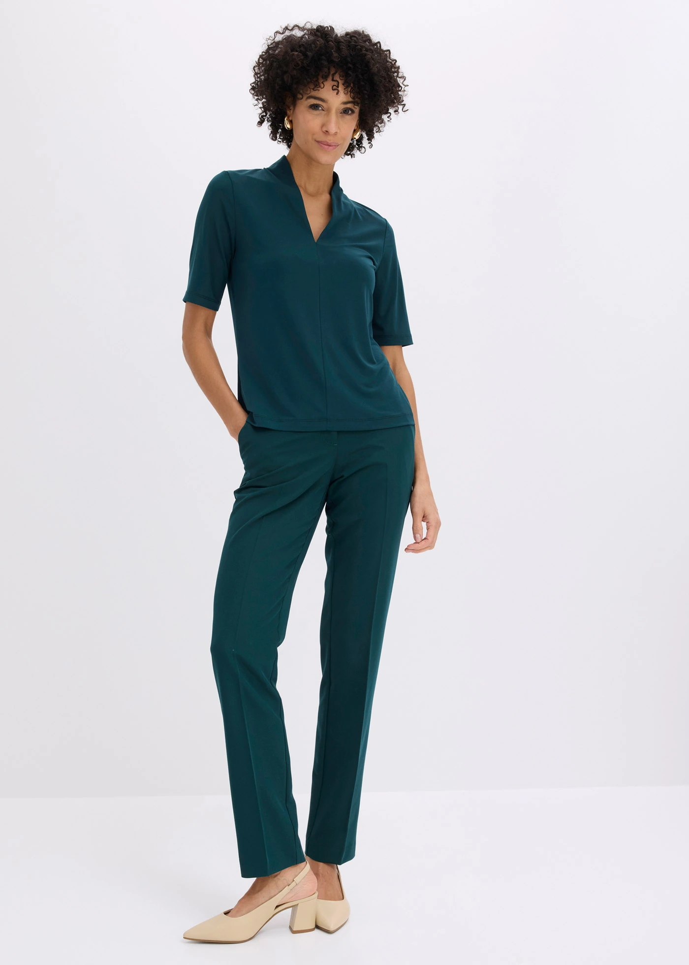 Shirt met een kelkkraag • diepgroen • bonprix online shop