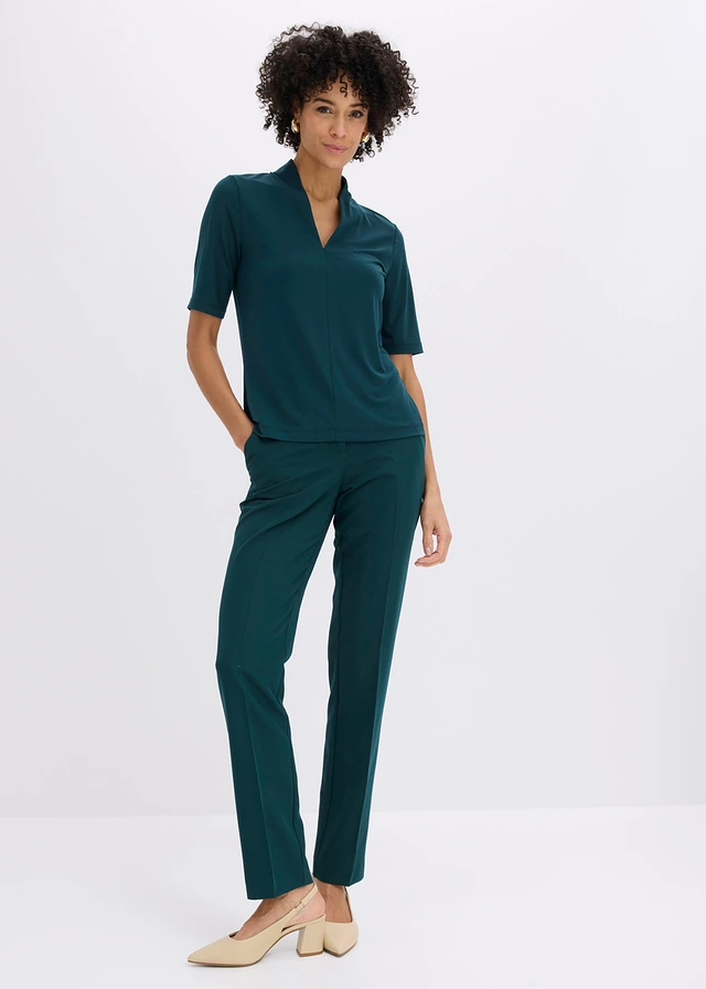 Shirt met een kelkkraag, Kleur: diepgroen