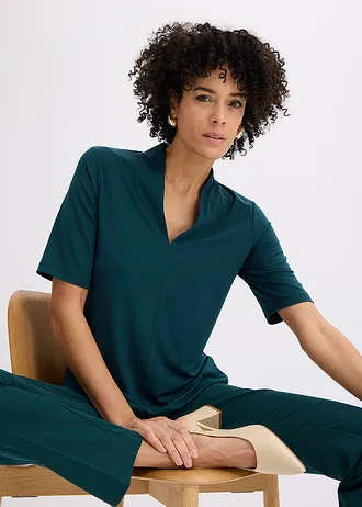 T-shirt à col calice • vert profond • Boutique bonprix