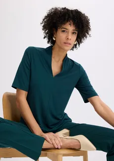 Tričko s kalichovým golierom • tmavozelená • obchod bonprix