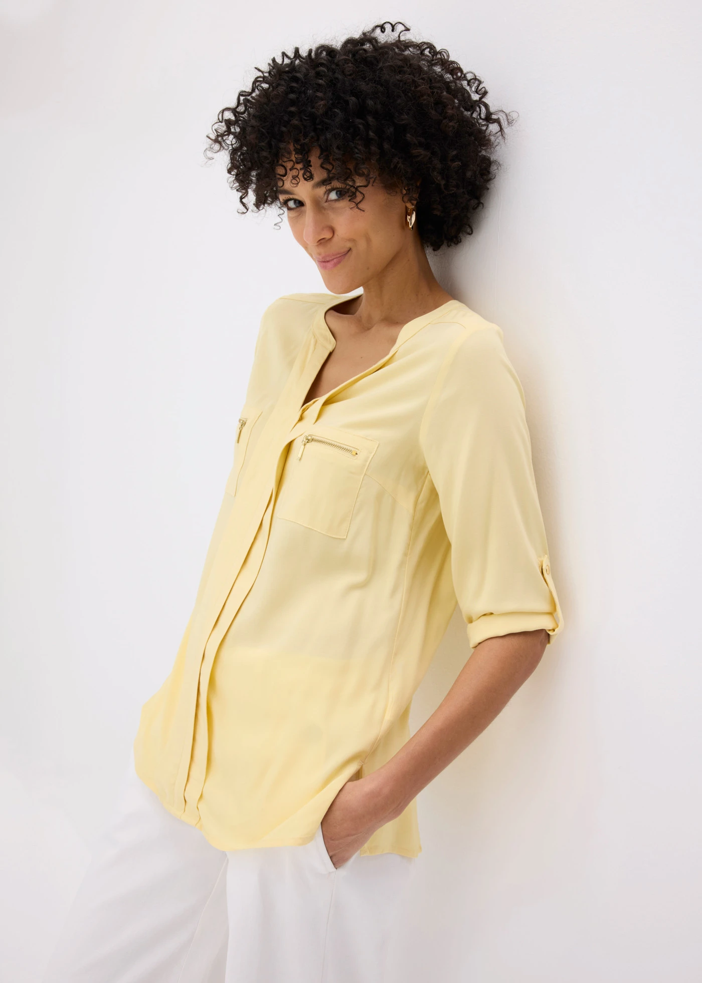 Tuniekblouse van soepele viscose • pastelgeel • bonprix online shop