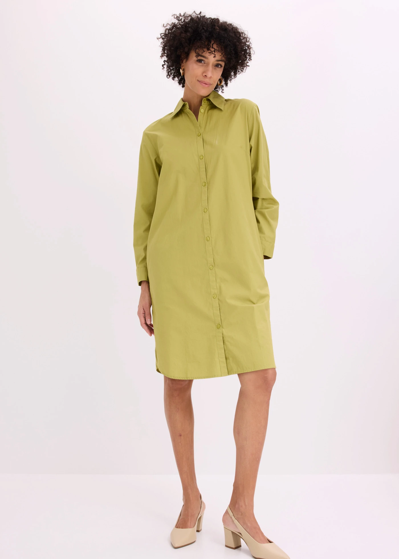 Rochie-cămașă din poplin de bumbac • verde cactus • magazin bonprix