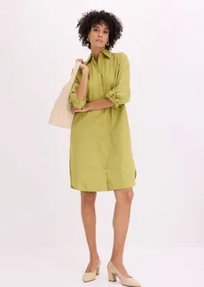 Rochie-cămașă din poplin de bumbac • verde cactus • magazin bonprix