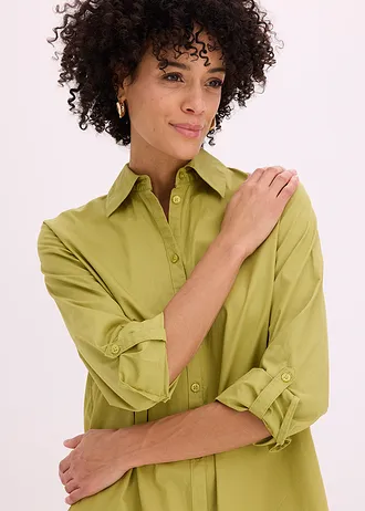 Robe-chemise en popeline de coton • vert cactus • Boutique bonprix