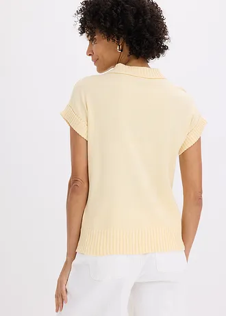 Trui met katoen, Kleur: pastelgeel gemêleerd