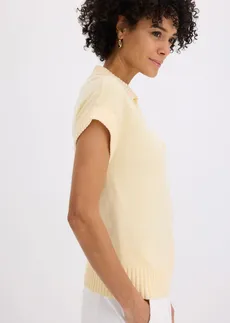 Sweter polo z bawełną • żółty pastelowy melanż • sklep bonprix