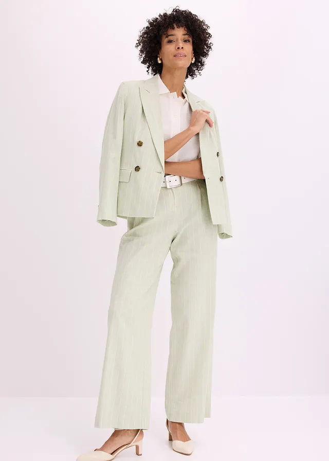 Pantalon à pinces en lin majoritaire écru