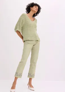 Gruby sweter z przędzy wstążkowej, kolor: bladozielony