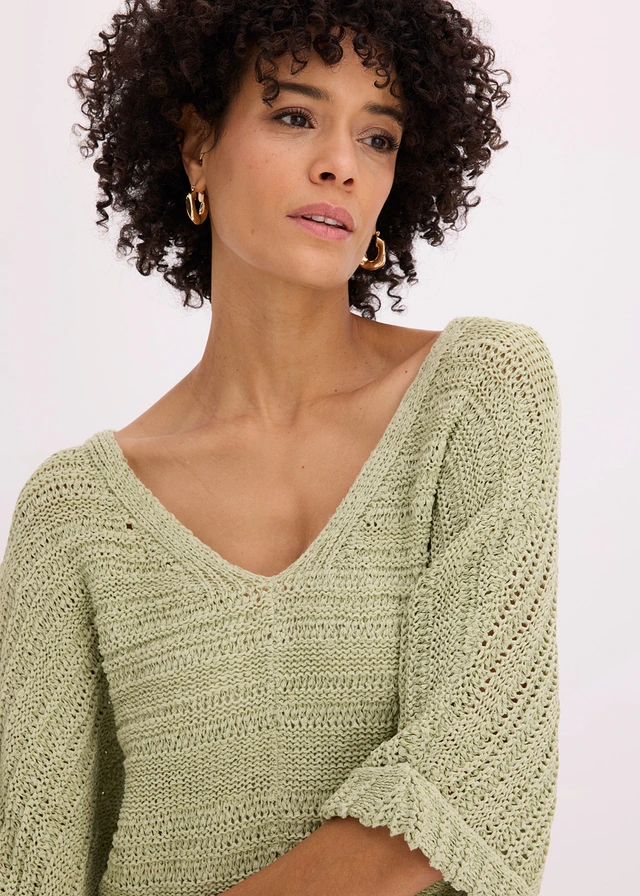 Pull en maille ajourée • gris vert • product-page.page-title-suffix