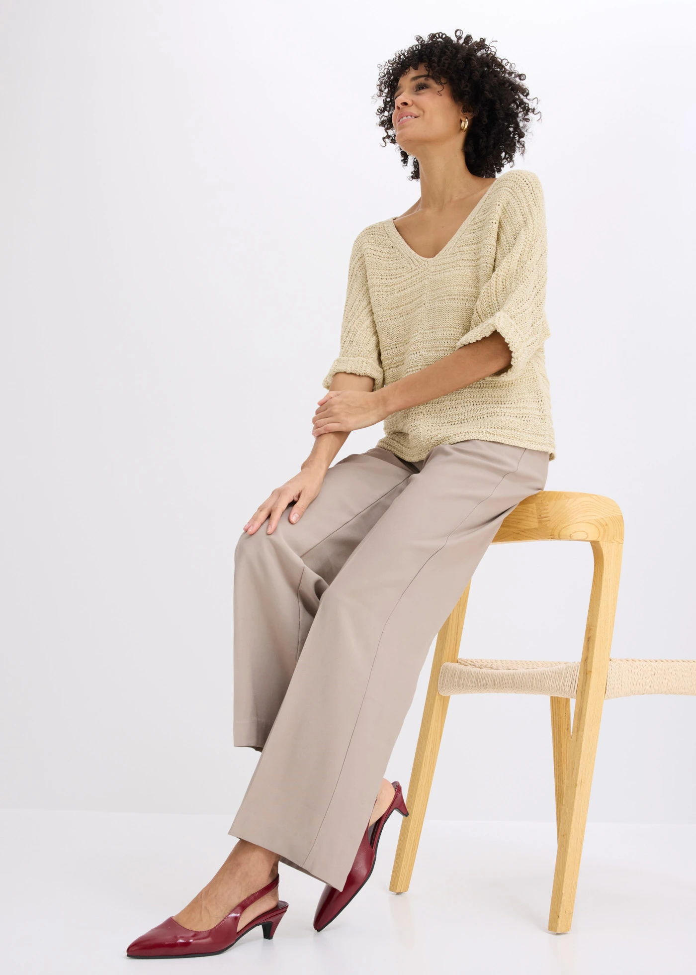 Pull en maille ajourée • sable clair • Boutique bonprix