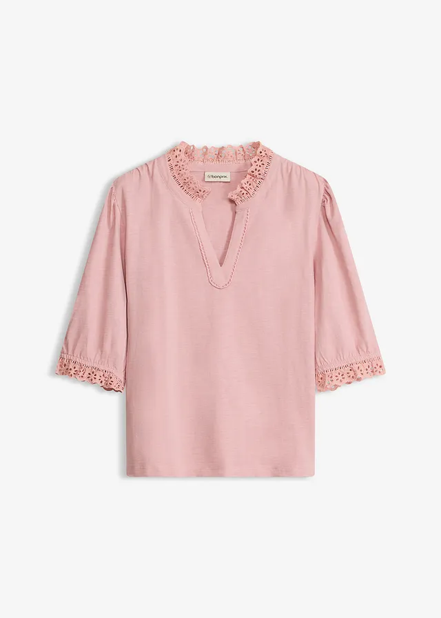 T-shirt manches longues 100% coton, Couleur: rose cendré