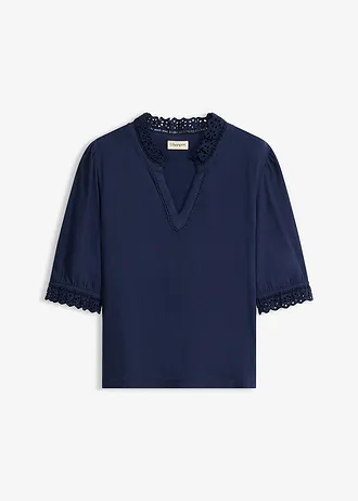 T-shirt manches longues 100% coton • bleu foncé • Boutique bonprix