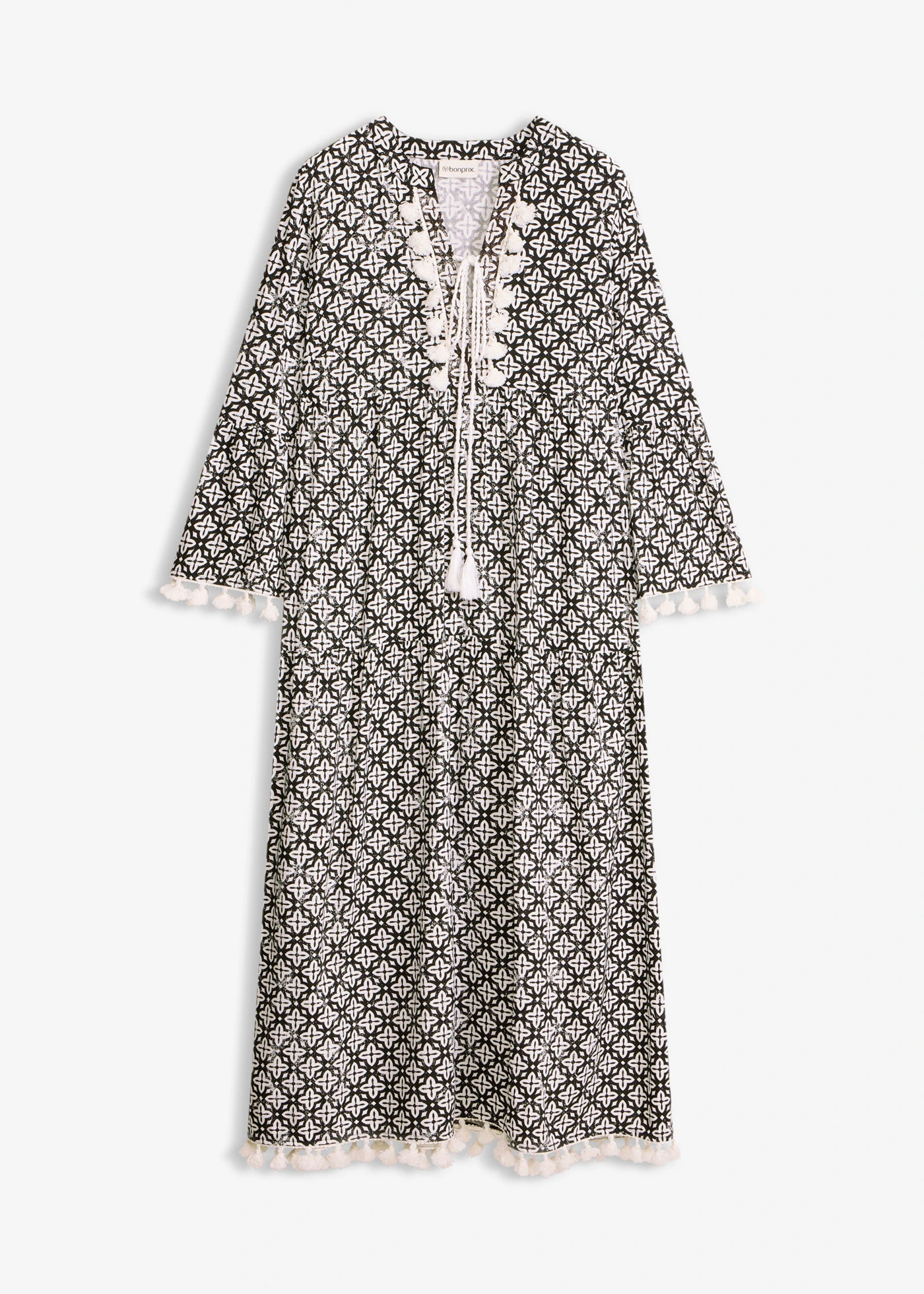 Tuniekjurk van soepele viscose • zwart-wolwit met print • bonprix online shop