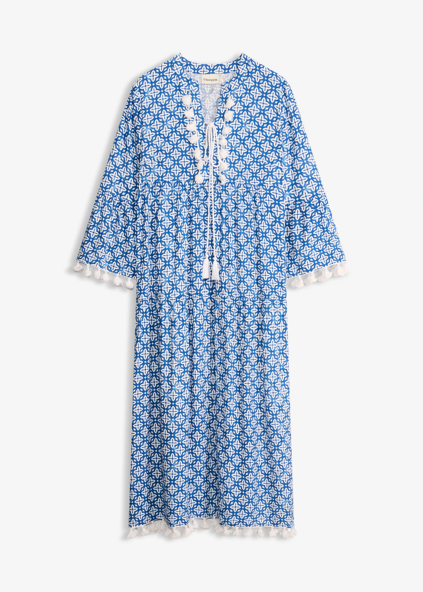 Rochie-tunică din viscoză fluidă • bleumarin/ecru cu imprimeu • magazin bonprix