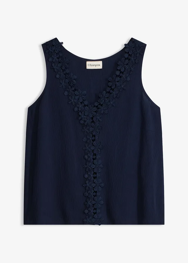 Bluză-top din material creponat texturat • bleumarin • magazin bonprix