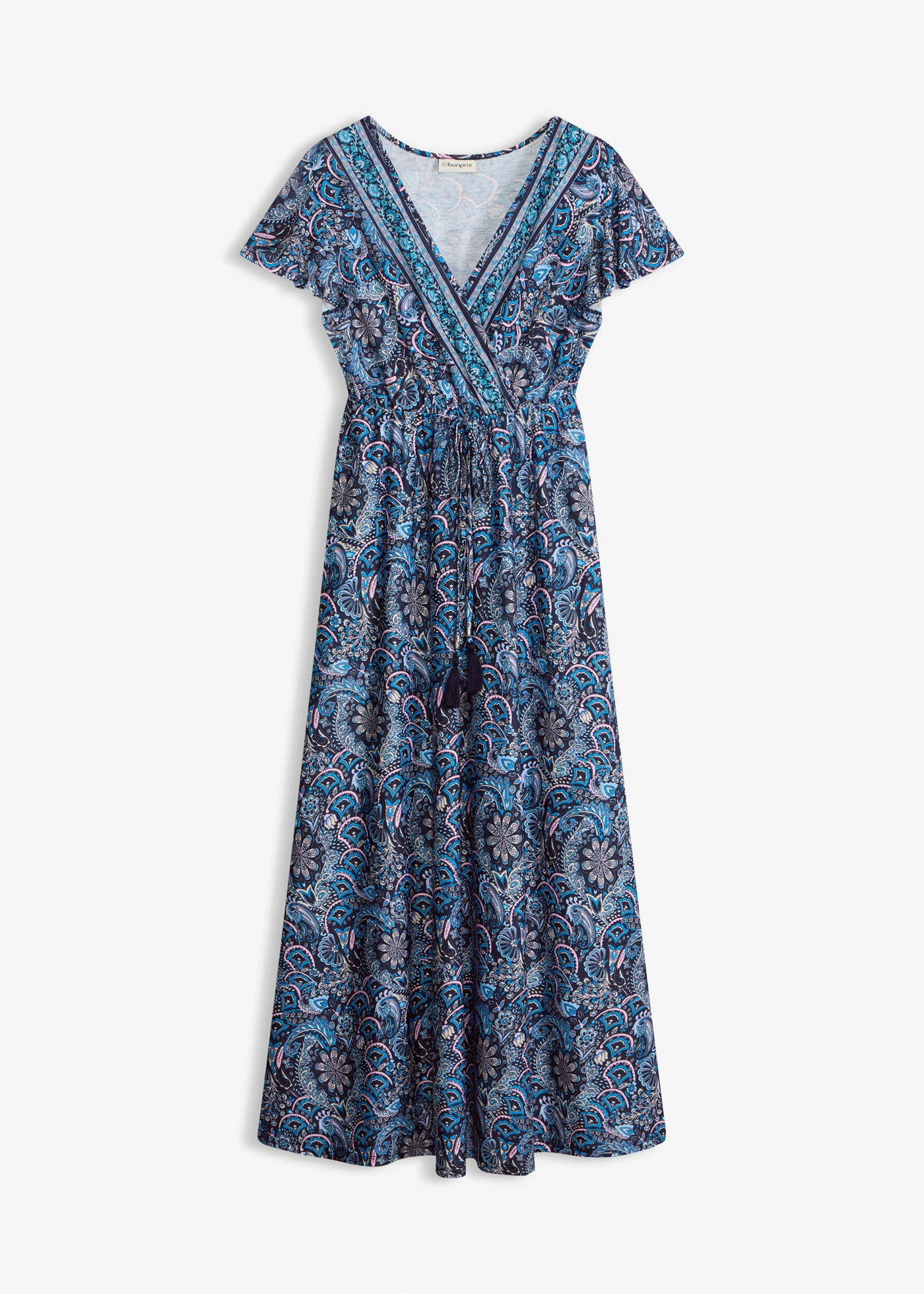 Gedessineerde maxi jurk van jersey • donkerblauw-wit gedessineerd • bonprix online shop