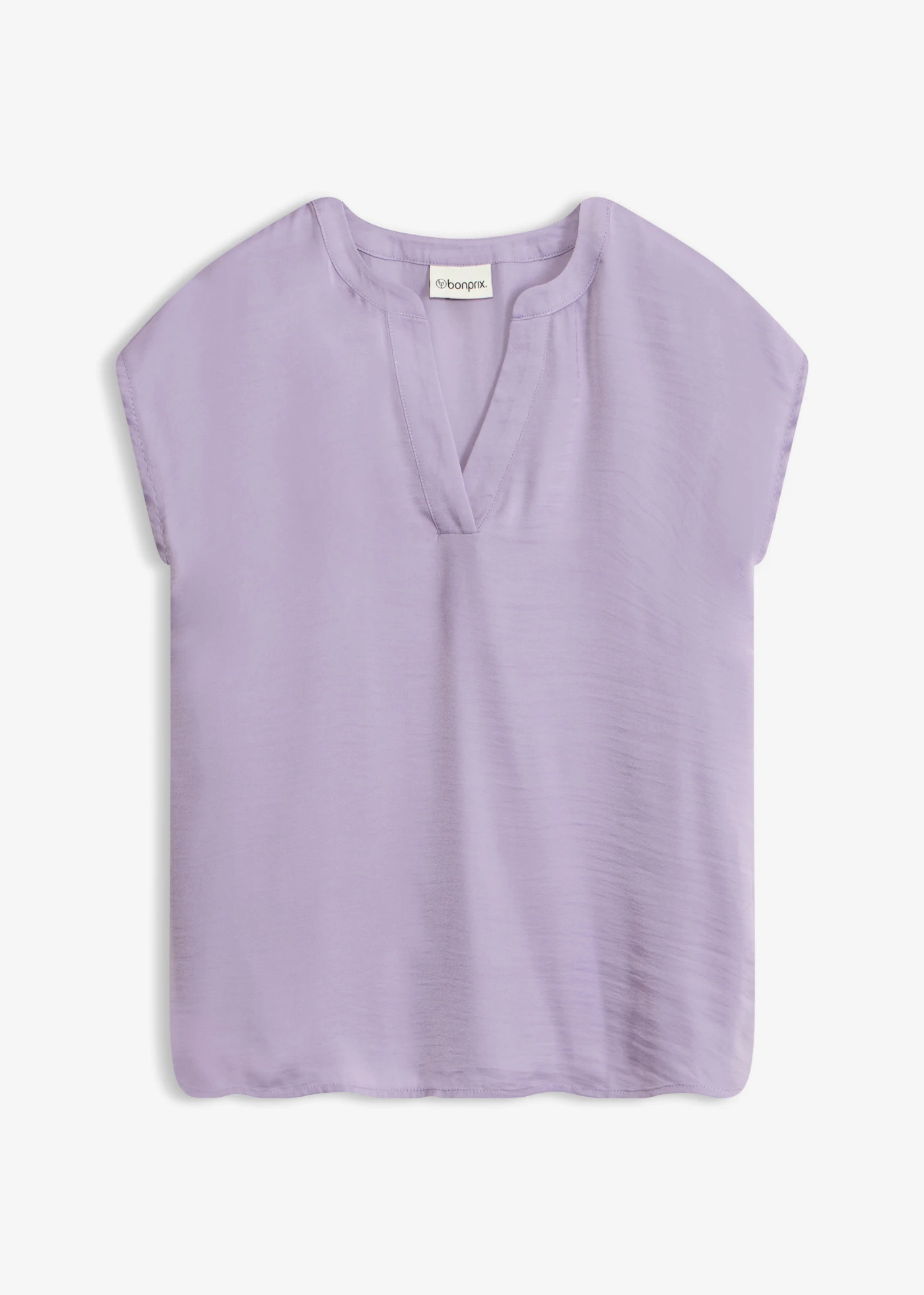 Blouse manches courtes ample en satin avec épaules descendues • violine fumé • Boutique bonprix