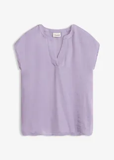 Satijnen tuniek met korte mouwen en oversized schouders