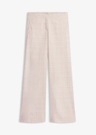 Pantaloni marlene cu viscoză și carouri glencheck • galben deschis/bej nisipiu mat cadrilat • magazin bonprix