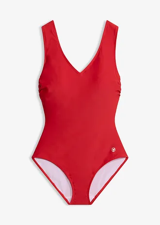 Maillot 1 pièce sculptant à col en V, maintien modéré • rouge salsa • Boutique bonprix