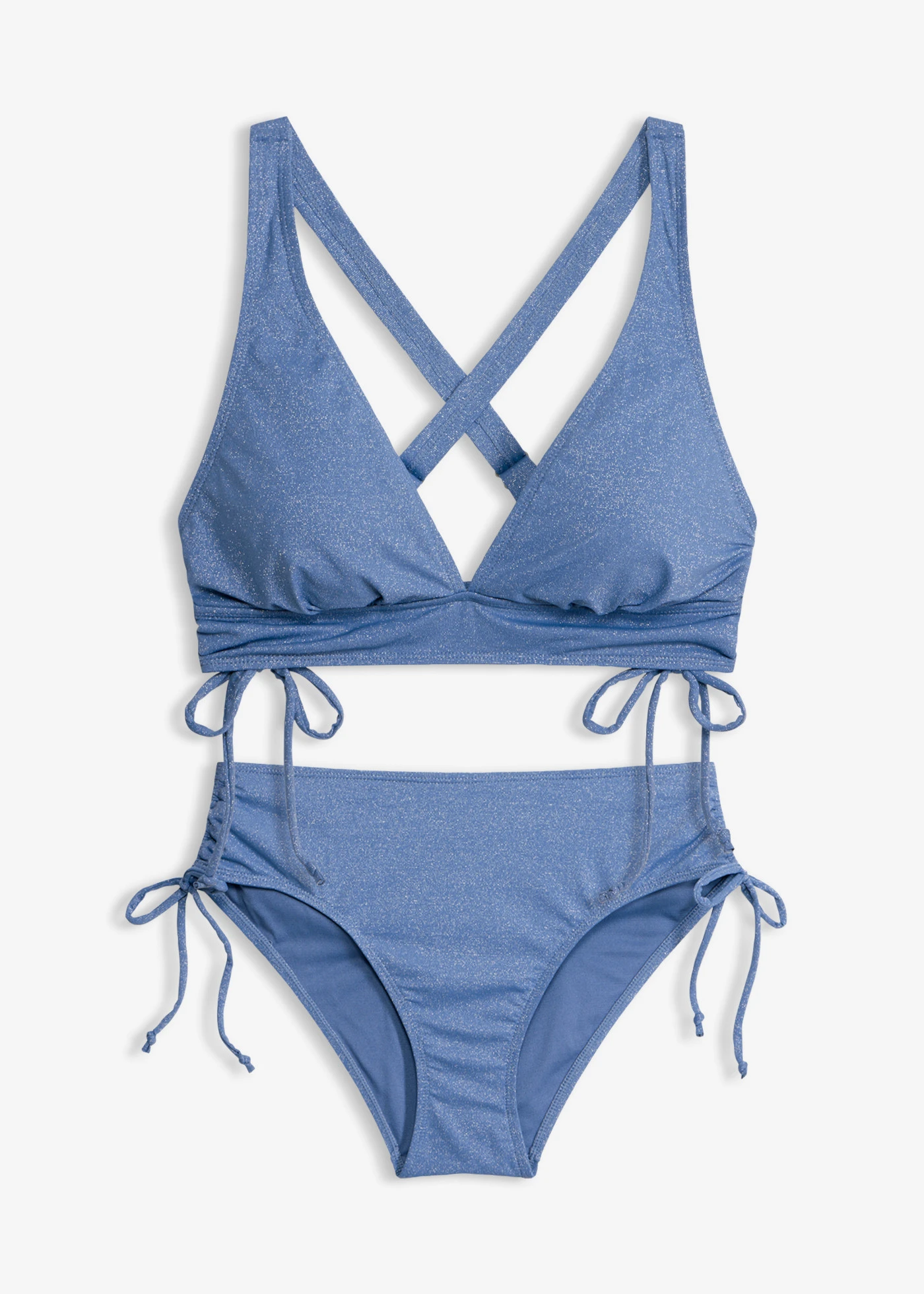 Bikini en matière brillante (ens. 2 pces) • bleu-argenté • Boutique bonprix