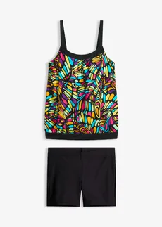 Tankini oversize i kolarki (2 części) • czarny z kolorowym nadrukiem • sklep bonprix