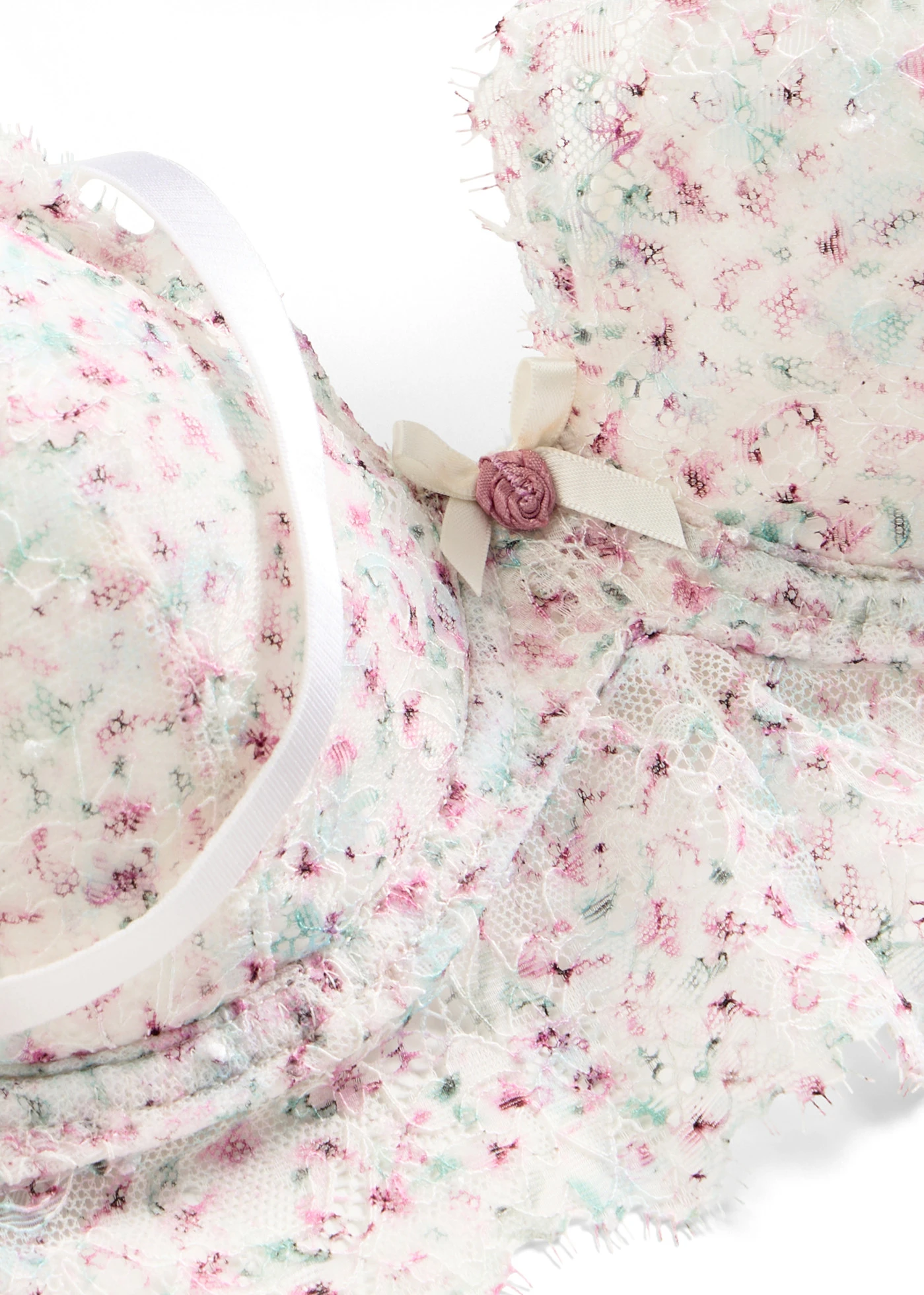 Sutien vătuit cu dantelă cu imprimeu floral • ecru înflorat • magazin bonprix