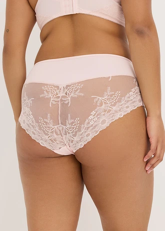 Chilot panty maxi cu dantelă fină, culoare: roz pal