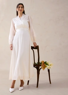 Bolero z jemného tylu s detailom na zaviazanie, farba: biela vlna