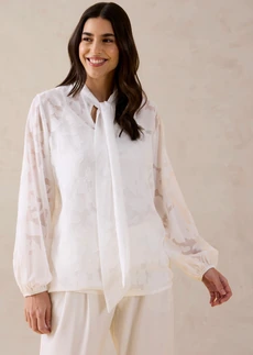 Blouse met borduursel, Kleur: wolwit